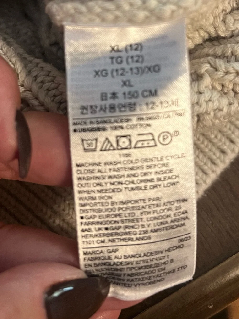 Gap Kids Cable-Knit Mockneck Sweater,Sz 12 (XL) Beige Button-Up Pullover Sweater